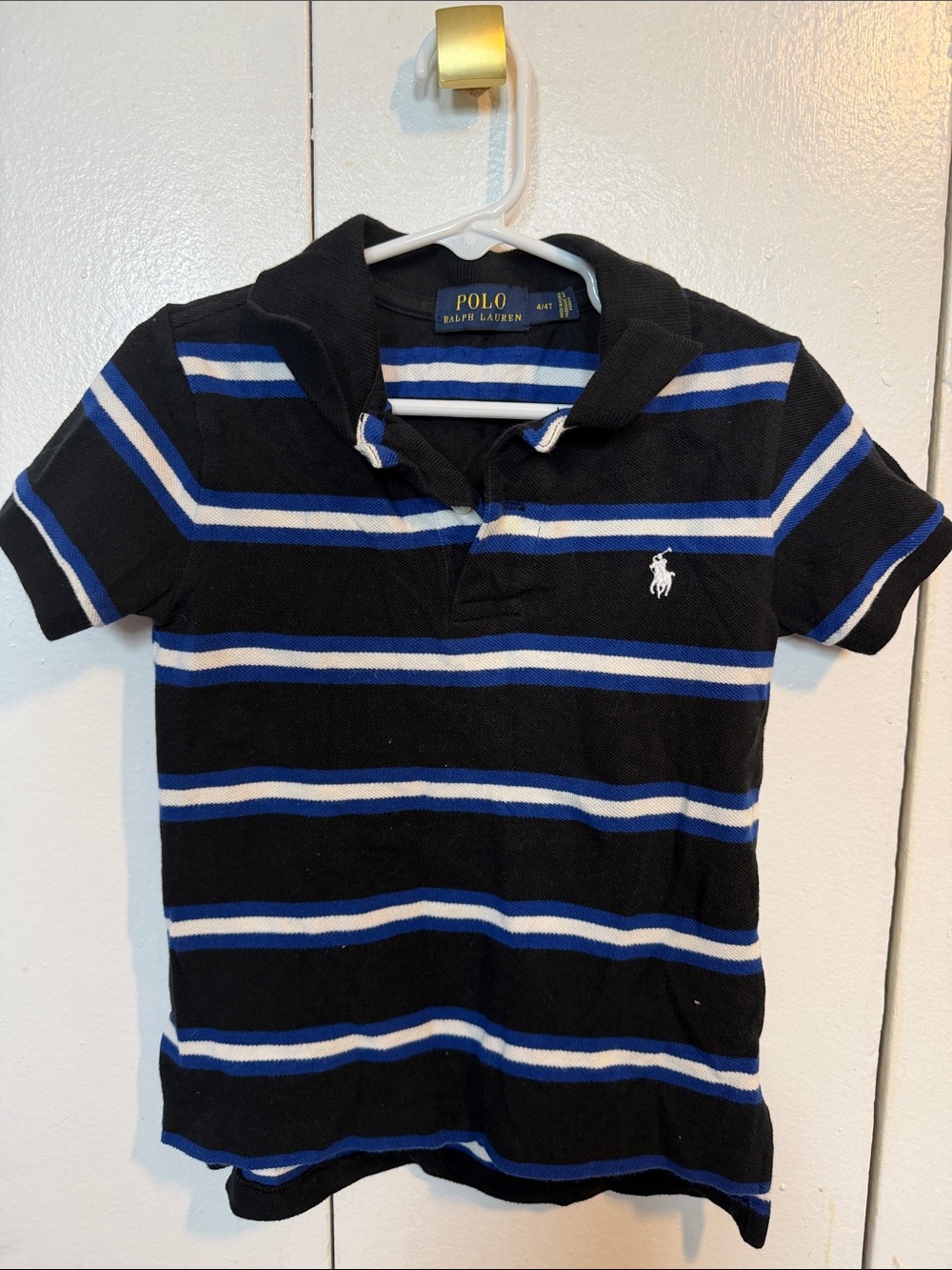 Polo by Ralph Lauren Black, Royal Blue & White Striped Polo Shirt